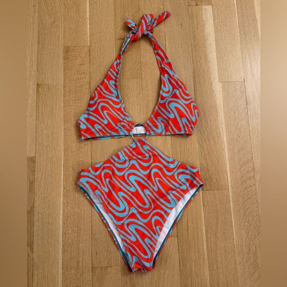 Red and Blue Swirl Bathing Suit from SHEIN - Picture 1 of 6
